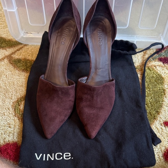 Vince Women's Rich Brown Suede Heels - Picture 1 of 9
